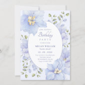 紫色の柔らかい花の開花 招待状 (正面)