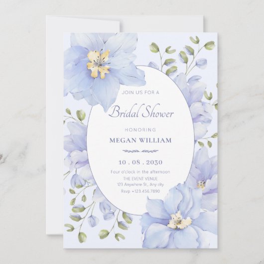 紫色の柔らかい花開花 招待状 (正面)