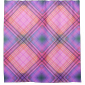 紫色の格子模様のシャワーカーテン シャワーカーテン (正面)