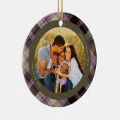 紫色の格子模様の写真 セラミックオーナメント (右)