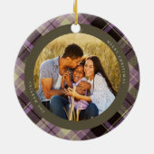 紫色の格子模様の写真 セラミックオーナメント (裏面)