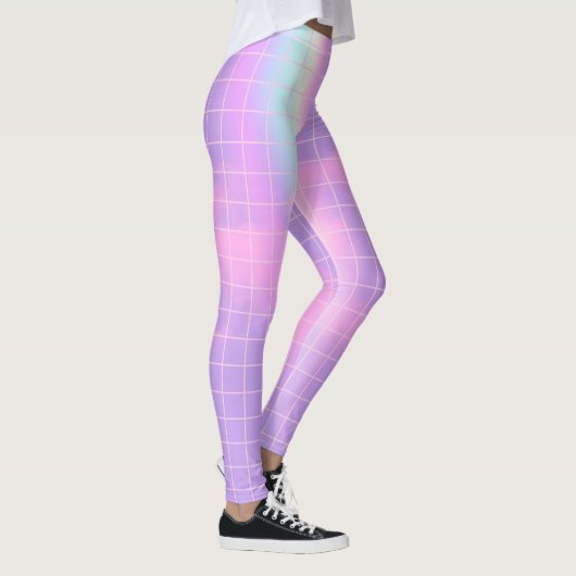 紫色の格子模様の美しい虹の空 レギンス (右)