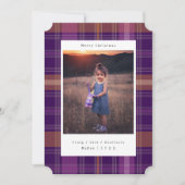 紫色の格子模様の色を変えるフォトクリスマスカード シーズンカード (正面)