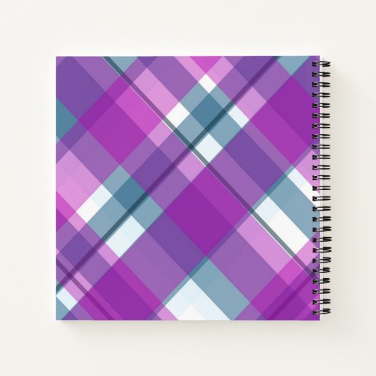 紫色の格子模様モノグラム ノートブック (裏面)