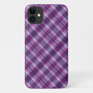紫色の格子模様 iPhone 11 ケース
