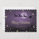 紫色の格子状の雪片トナディアサンタクロース シーズンカード (正面)