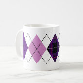 紫色の格子縞のアーガイルのマグ コーヒーマグカップ (正面左)
