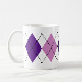 紫色の格子縞のアーガイルのマグ コーヒーマグカップ (左)