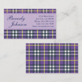 紫色の格子縞の名刺 名刺 (正面/裏面)