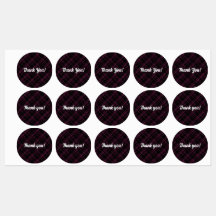 紫色の格子縞 |ありがとうございます |丸い防水ラベル