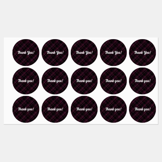 紫色の格子縞 |ありがとうございます |丸い防水ラベル ラベル (シート)