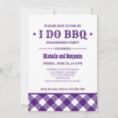 紫色の格子縞 | BBQ素朴婚約パーティ 招待状 (正面)