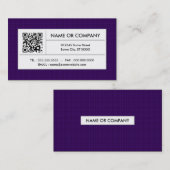 紫色の格子縞QRコード 名刺 (正面/裏面)