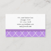 紫色の格子,クローバー,モロッコの格子 名刺 (裏面)