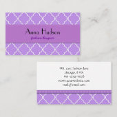 紫色の格子,クローバー,モロッコの格子 名刺 (正面/裏面)