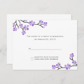 紫色の桜RSVPカード 出欠カード (正面/裏面)