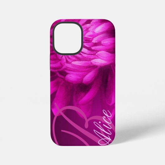 紫色の梅と菊のカスタムネームとイニシャル iPhoneケース (裏面)