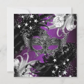 紫色の梅の輝く魔法の夜の仮装パーティー 招待状 (裏面)