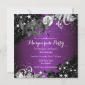 紫色の梅の輝く魔法の夜の仮装パーティー 招待状 (正面)