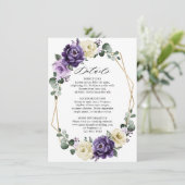 紫色の梅アイボリー金ゴールドフローラ幾何学的詳細 エンクロージャーカード (スタンド正面)