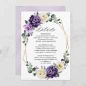 紫色の梅アイボリー金ゴールドフローラ幾何学的詳細 エンクロージャーカード (正面/裏面)