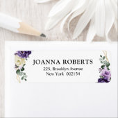 紫色の梅アイボリー金ゴールドフローラ幾何結婚の ラベル (インサイチュ)