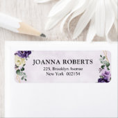 紫色の梅アイボリー金ゴールドフローラ幾何結婚的なラ ラベル (インサイチュ)