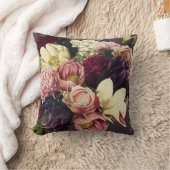 紫色の梅クリームとピンクの赤面ムーディーズ花 クッション (ブランケット)