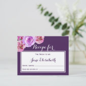紫色の梅バイオレットフローラ花嫁はレシピカード ポストカード (スタンド正面)