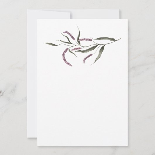 紫色の梅ピンクの水色のフローラ結婚の#3 招待状 (裏面)