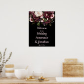 紫色の梅ピンクの牡丹が私たちのポー結婚へようこそ ポスター (キッチン)