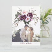 紫色の梅ピンク牡丹の写真サンキューカード サンキューカード (スタンド正面)