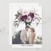 紫色の梅ピンク牡丹の写真サンキューカード サンキューカード (正面/裏面)