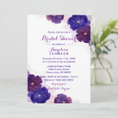 紫色の梅紫色の水カラーフローラブライダルシャワー 招待状 (スタンド正面)