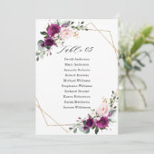 紫色の梅赤面ピンクの幾何学的なシーティングチャート 招待状 (スタンド正面)