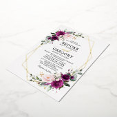 紫色の梅赤面ピンクローズボホジオメトリック結婚ス 箔招待状 (回転した状態)