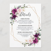 紫色の梅赤面フローラ幾何結婚の エンクロージャーカード (正面)