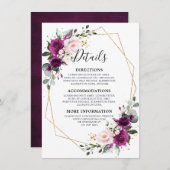 紫色の梅赤面フローラ幾何結婚の エンクロージャーカード (正面/裏面)