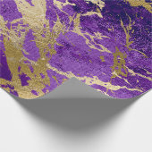 紫色の梅金ゴールド大理石光沢のあるメタリックレザーVIP ラッピングペーパー (角)