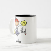 紫色の棒の姿のチアリーダーのTシャツおよびギフト ツートーンマグカップ (正面左)