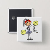 紫色の棒の姿のチアリーダーのTシャツおよびギフト 缶バッジ (正面&裏面)