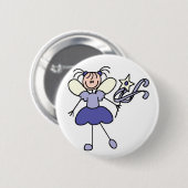 紫色の棒の姿の天使ボタン 缶バッジ (正面&裏面)