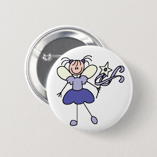 紫色の棒の姿の天使ボタン 缶バッジ (正面&裏面)