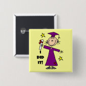 紫色の棒の姿の女の子の卒業生 缶バッジ (正面&裏面)