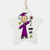 紫色の棒の姿の男の子の卒業生 セラミックオーナメント (右)