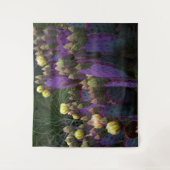 紫色の棘のあるナシのサボテン黄色の花 タペストリー (正面)