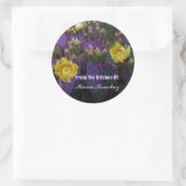 紫色の棘のあるナシのサボテン黄色の花 ラウンドシール (バッグ)