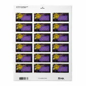 紫色の棘のあるナシのサボテン黄色の花 ラベル (フルシート)