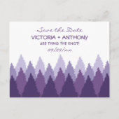 紫色の森の範囲ウッドランドウェディング日付を保存 ポストカード (正面)