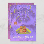 紫色の森の道で愛のジンジャーブレス結婚ズ 招待状 (正面/裏面)